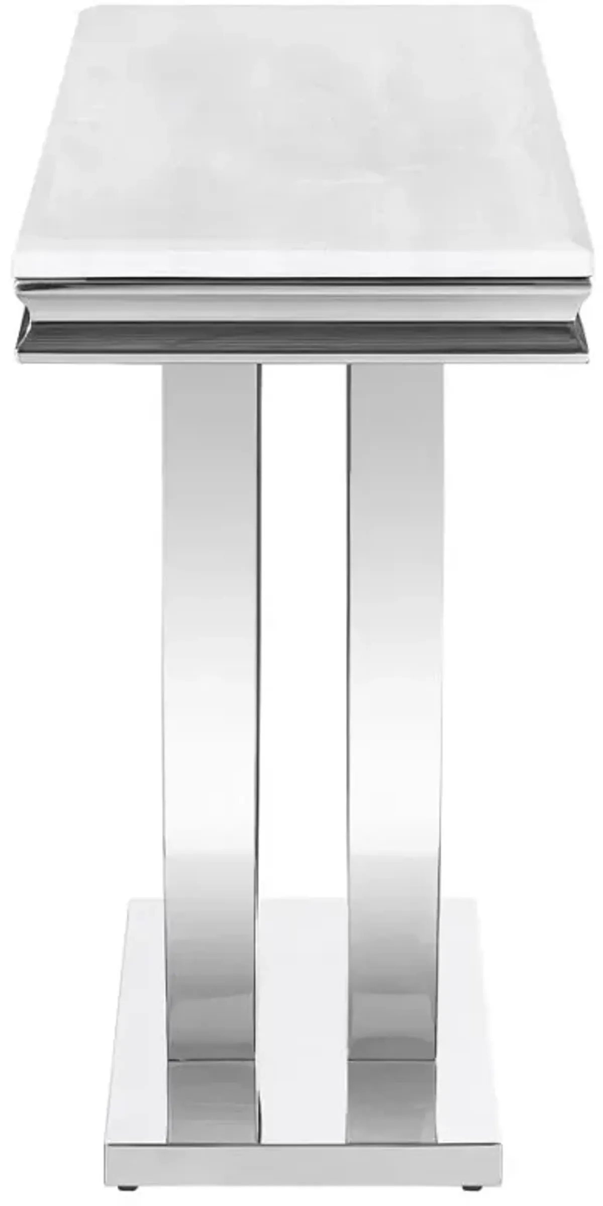 Kerwin U-base Rectangle Sofa Table White and Chrome