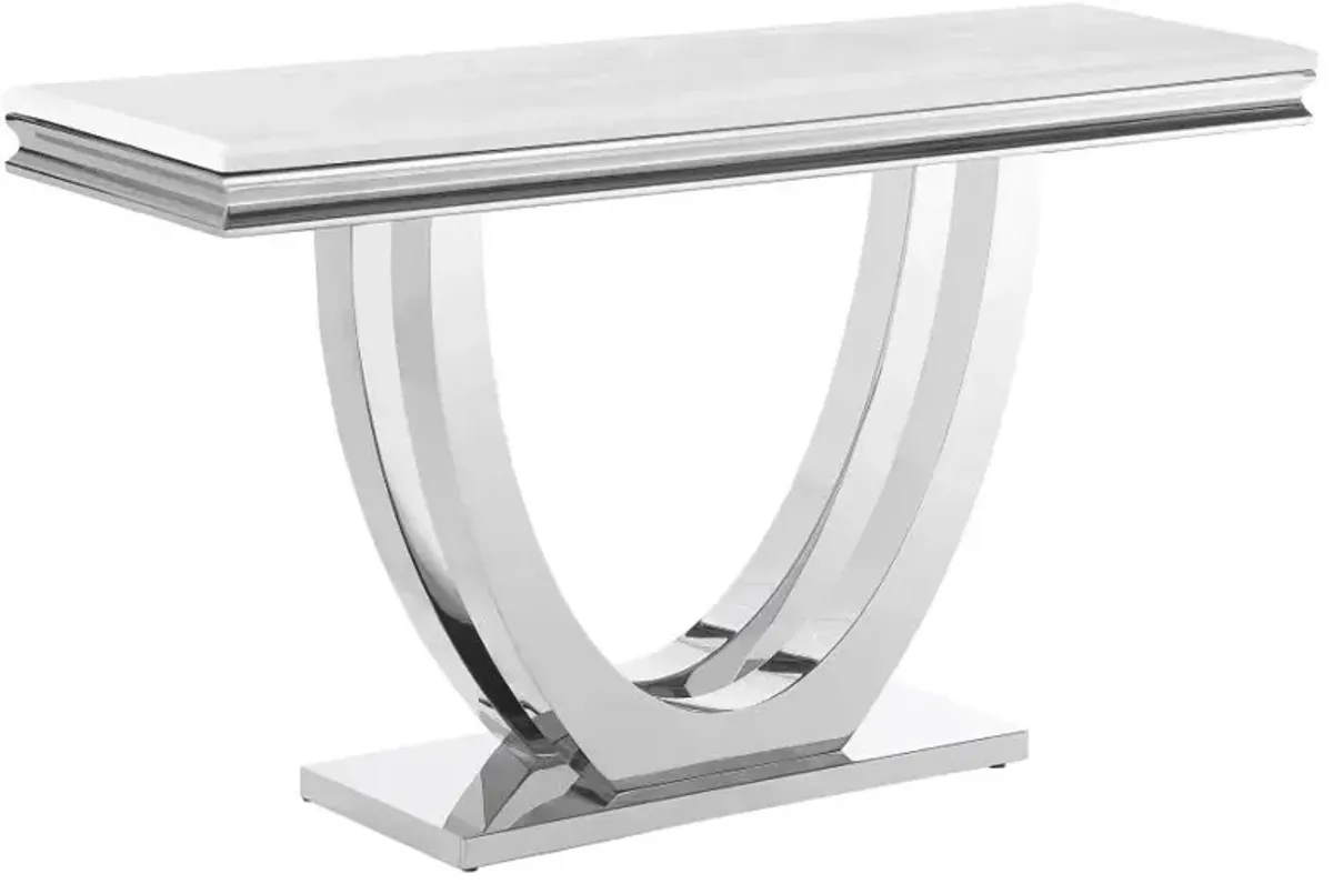 Kerwin U-base Rectangle Sofa Table White and Chrome