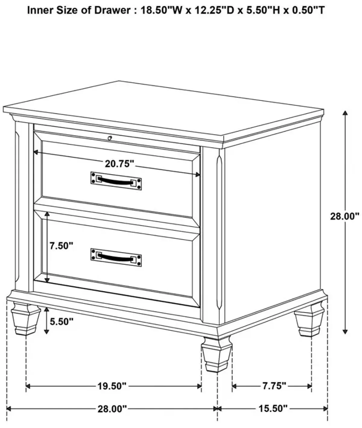 Franco 2-drawer Nightstand with Pull Out Tray Burnished Oak