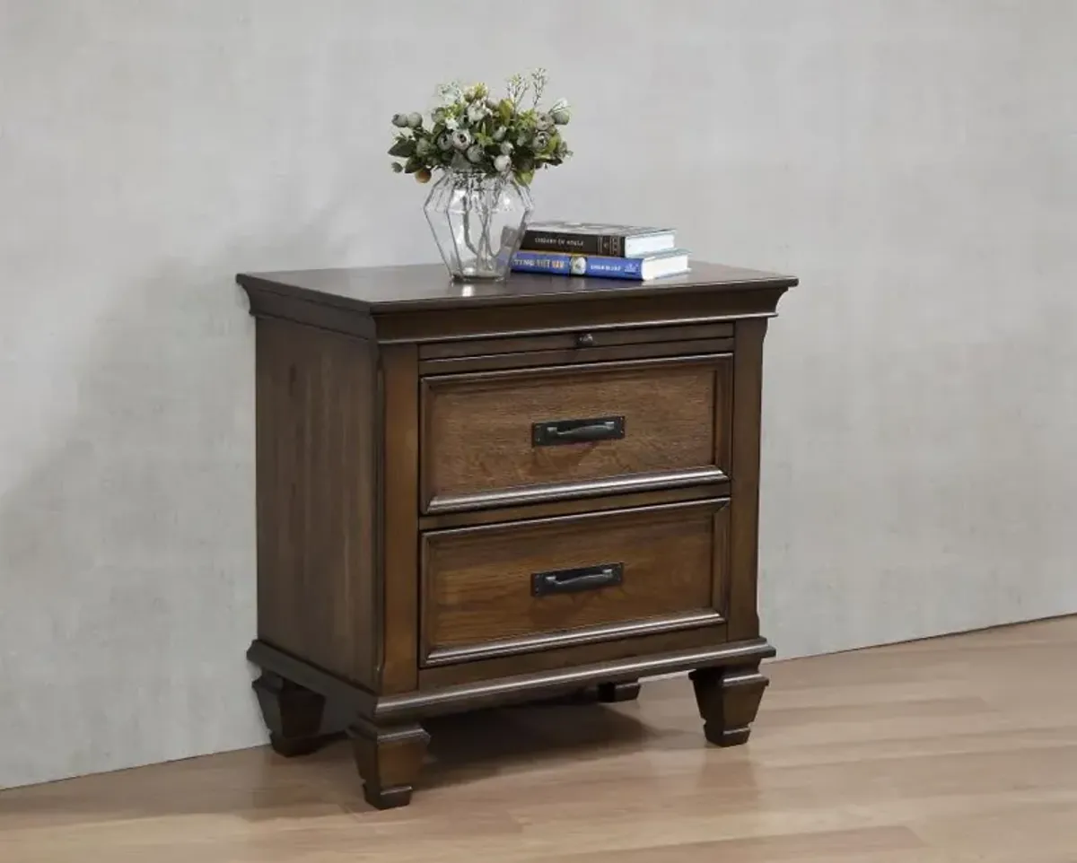 Franco 2-drawer Nightstand with Pull Out Tray Burnished Oak