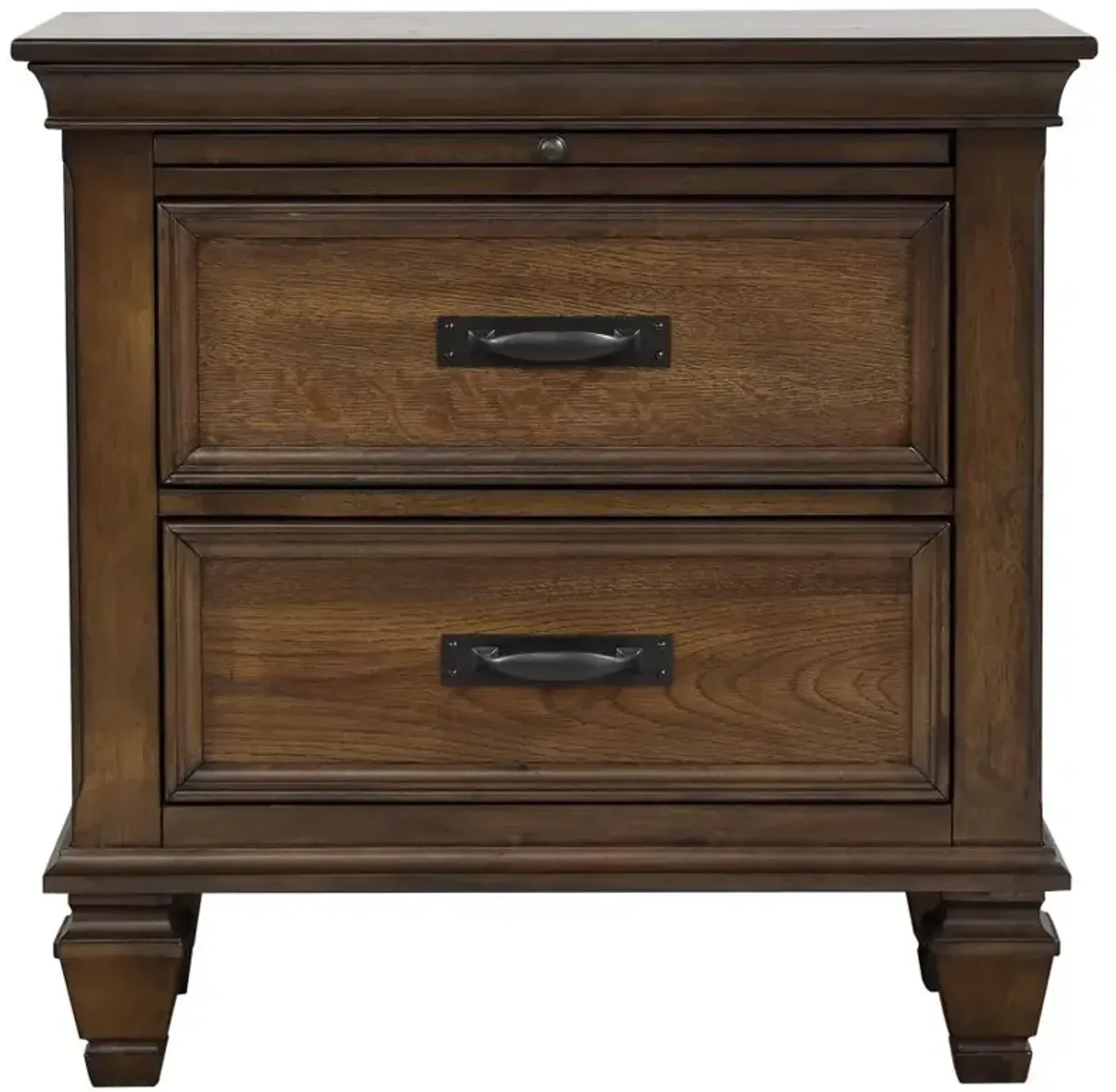 Franco 2-drawer Nightstand with Pull Out Tray Burnished Oak