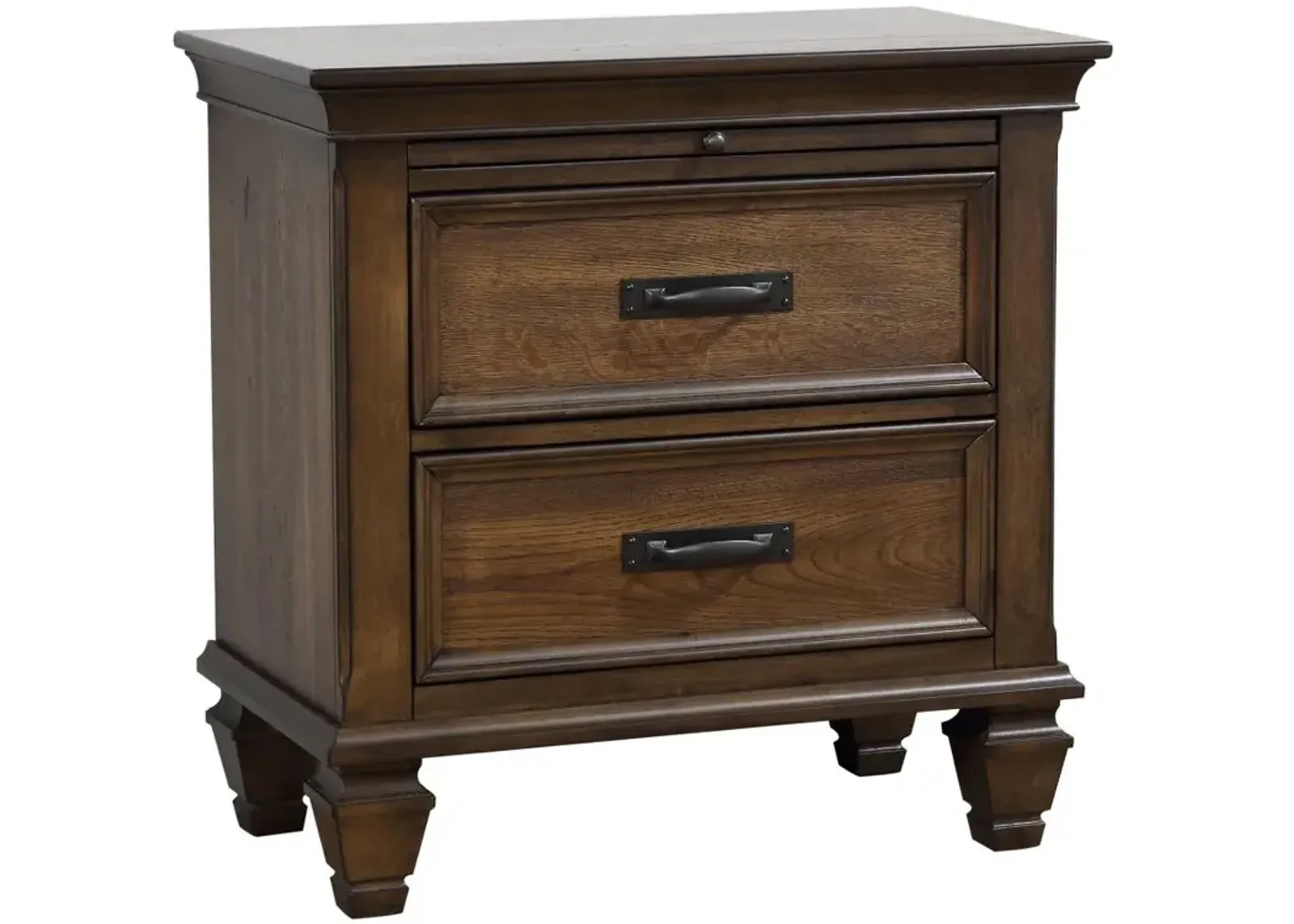 Franco 2-drawer Nightstand with Pull Out Tray Burnished Oak