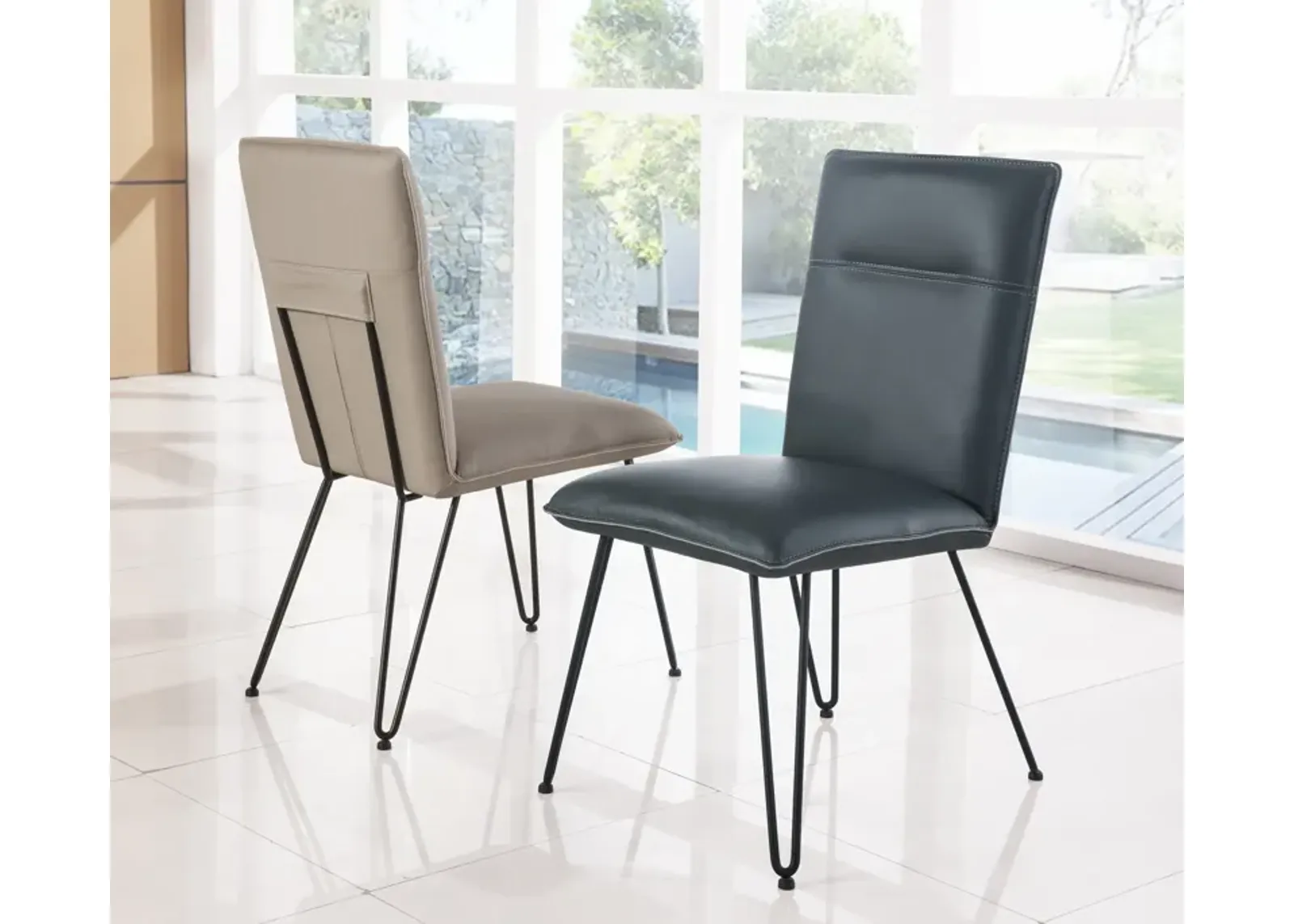 Demi Hairpin Leg Modern Dining Chair in Cobalt