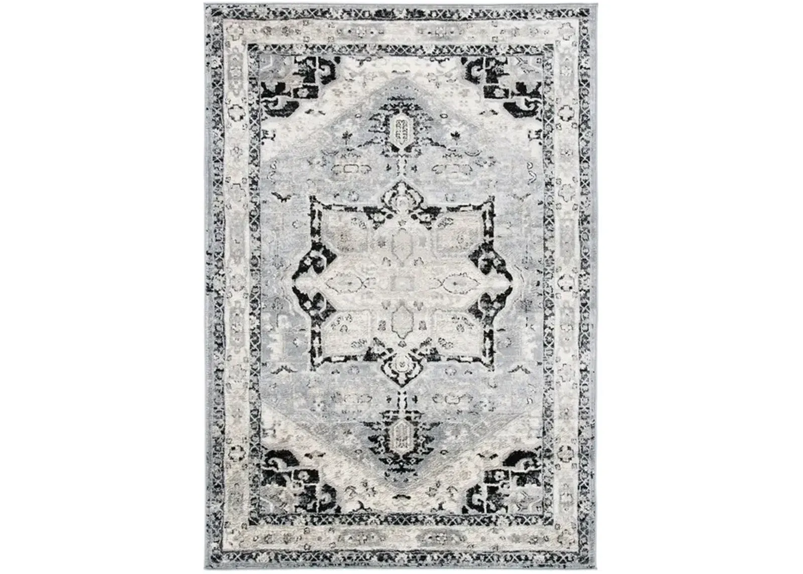 Brentwood 852 Silver / Black 8' X 10' Large Rectangle Powerloomed Rug