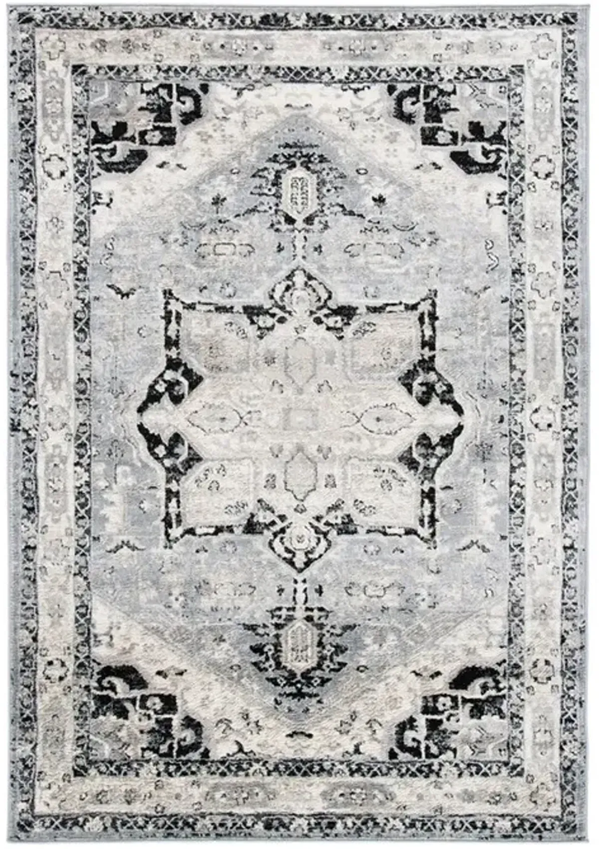 Brentwood 852 Silver / Black 8' X 10' Large Rectangle Powerloomed Rug