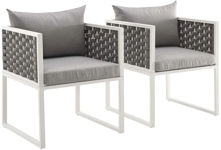 Stance Dining Armchair Outdoor Patio Aluminum Set of 2