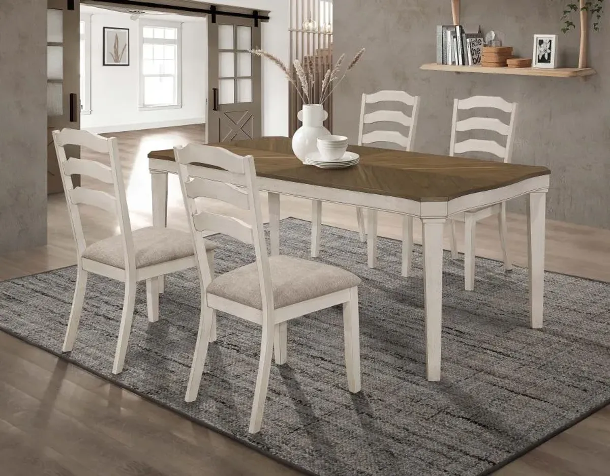 Ronnie 5-piece Starburst Dining Table Set Khaki and Rustic Cream