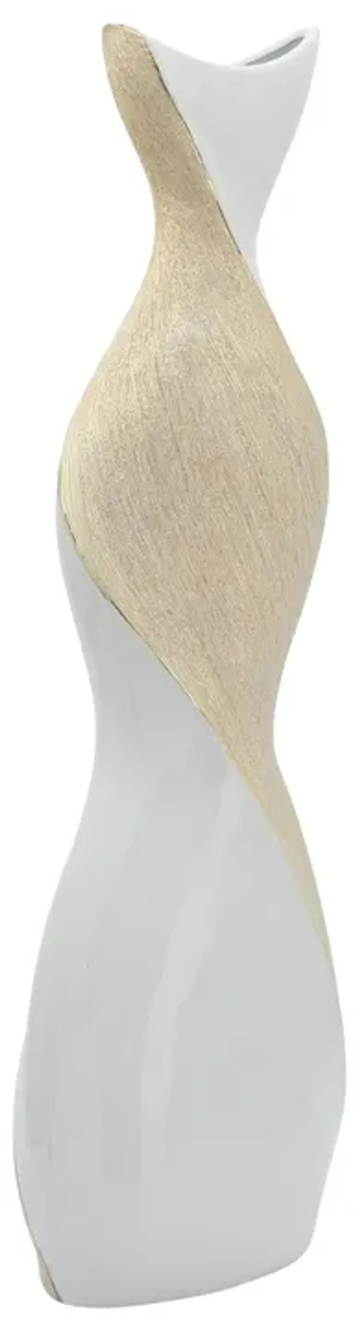 24" Twisted Vase, White/gold