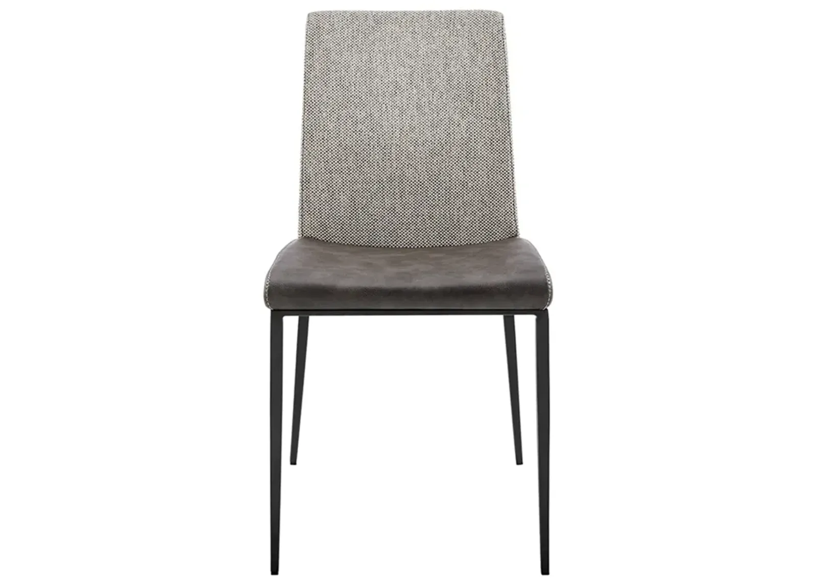 Rasmus Side Chair with Dark Gray Leatherette and Light Gray Fabric with Matte Black Legs - Set of 2