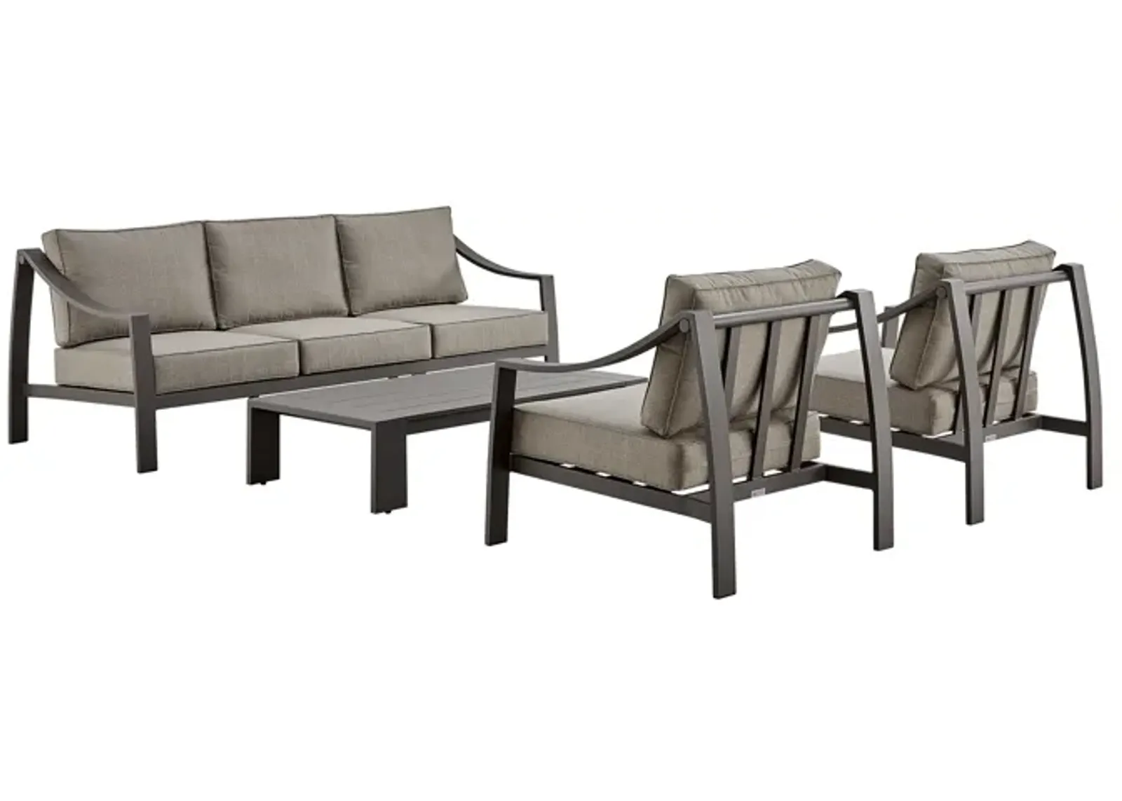 Mongo 4 Piece Outdoor Patio Furniture Set in Dark Brown Aluminum with Cushions