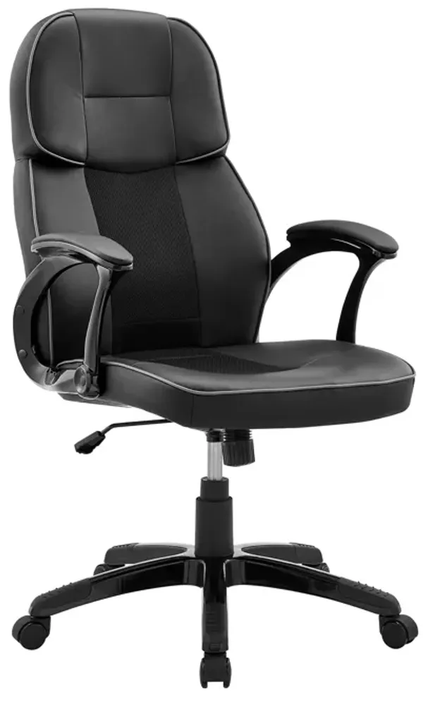 Bender Adjustable Racing Gaming Chair in Black Faux Leather with Dark Gray Accents