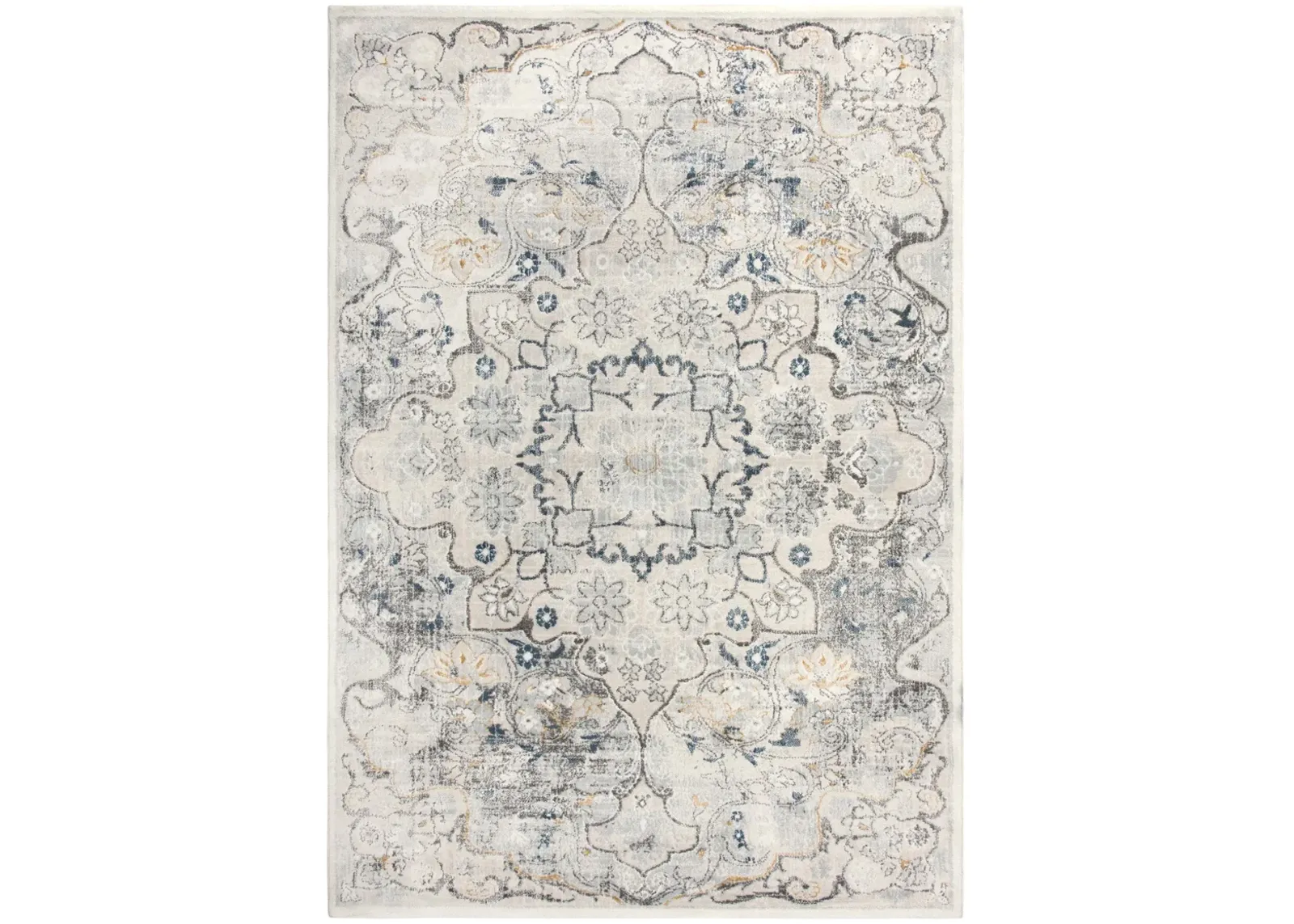 Bristol Beige/Blue medallion Polypropylene/Polyester 5'3" x 7'6" Rectangle Rug