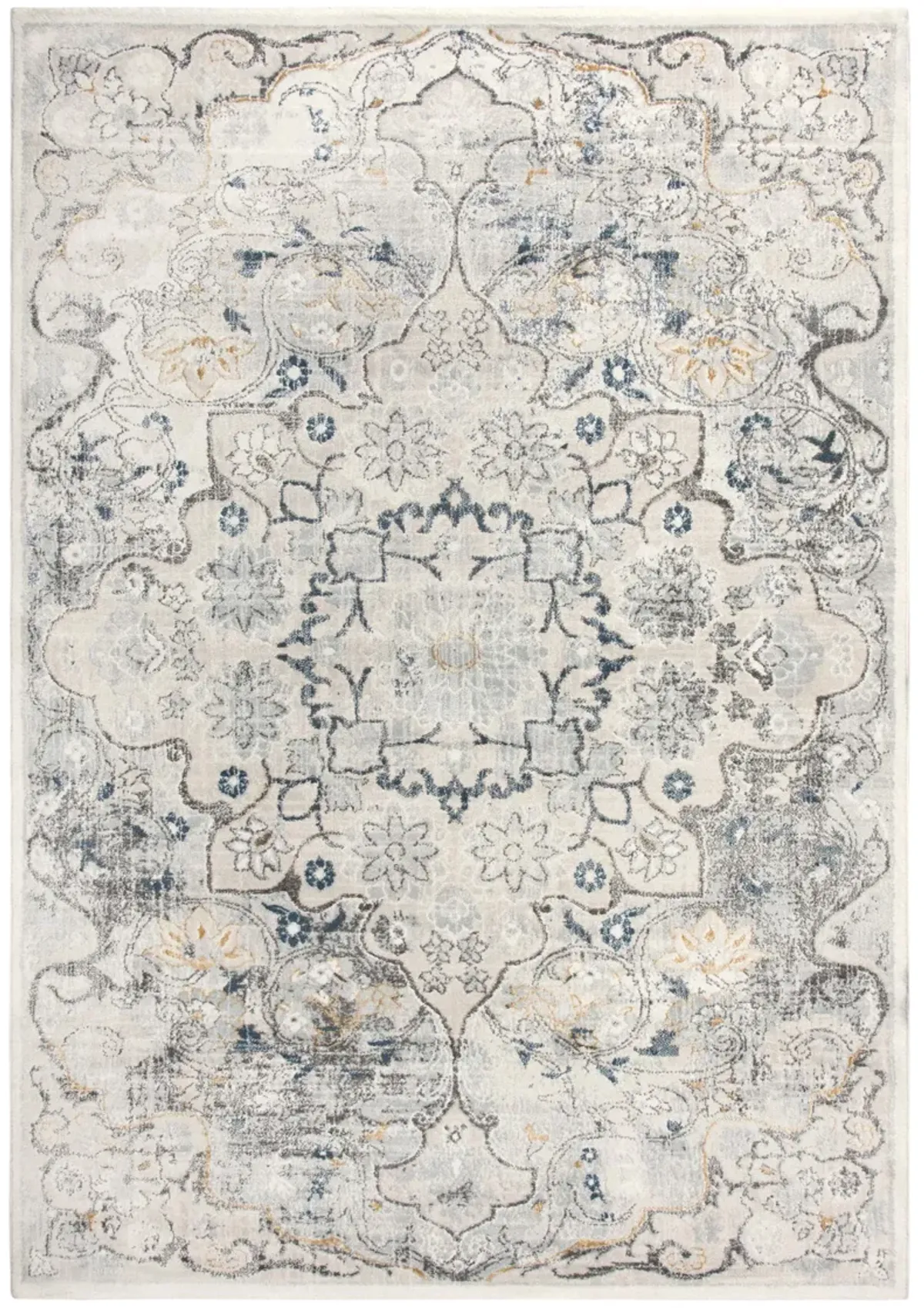 Bristol Beige/Blue medallion Polypropylene/Polyester 5'3" x 7'6" Rectangle Rug