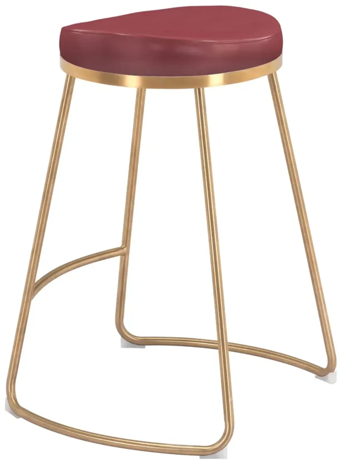 Bree Counter Stool (Set of 2) Burgundy & Gold