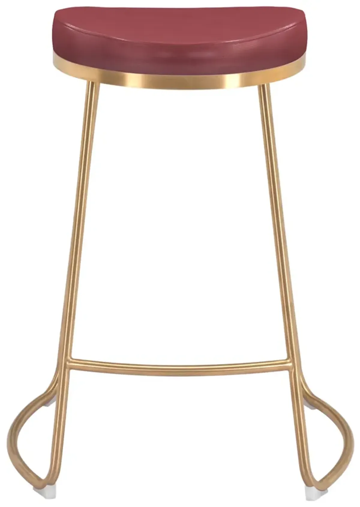 Bree Counter Stool (Set of 2) Burgundy & Gold