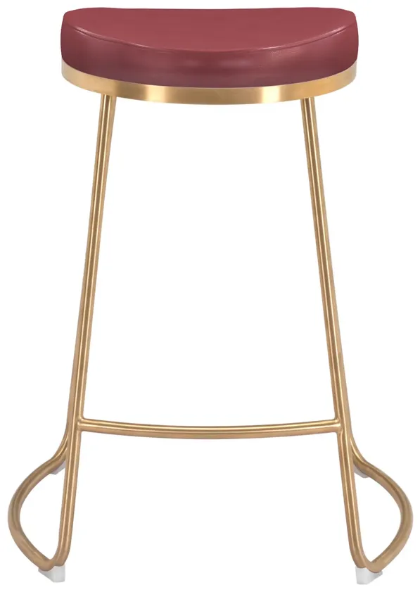 Bree Counter Stool (Set of 2) Burgundy & Gold