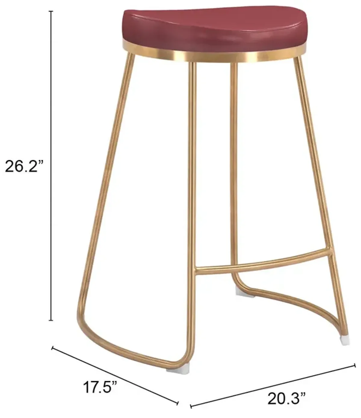 Bree Counter Stool (Set of 2) Burgundy & Gold