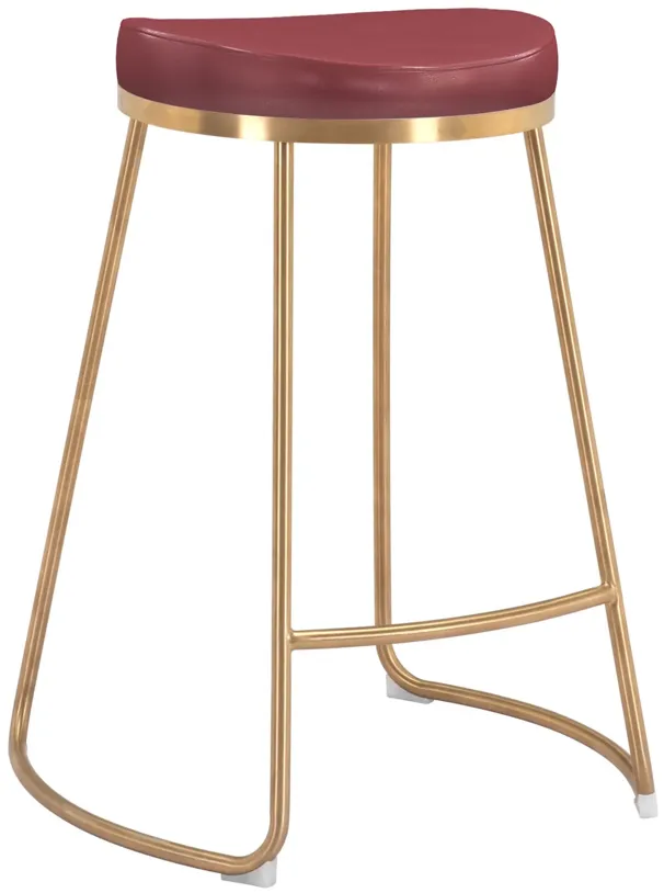 Bree Counter Stool (Set of 2) Burgundy & Gold