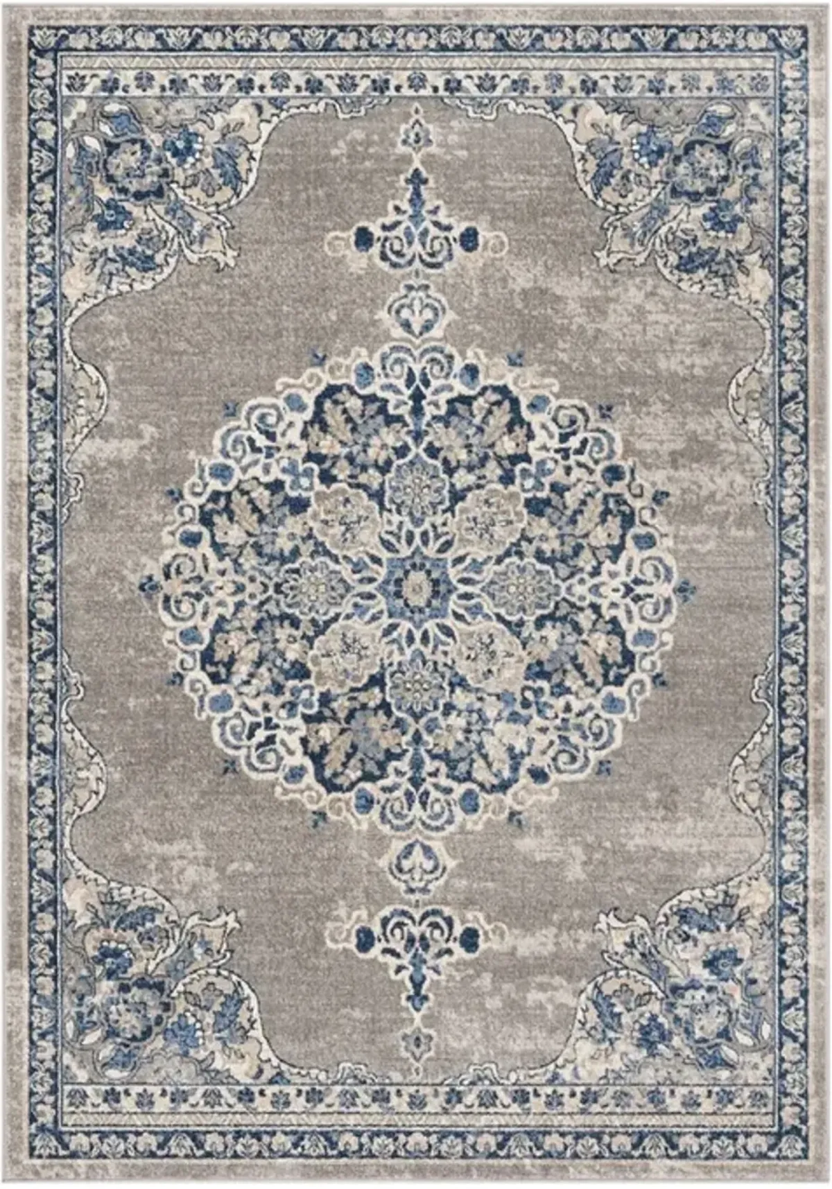 Brentwood 867 Light Grey / Blue 9' X 12' Large Rectangle Powerloomed Rug