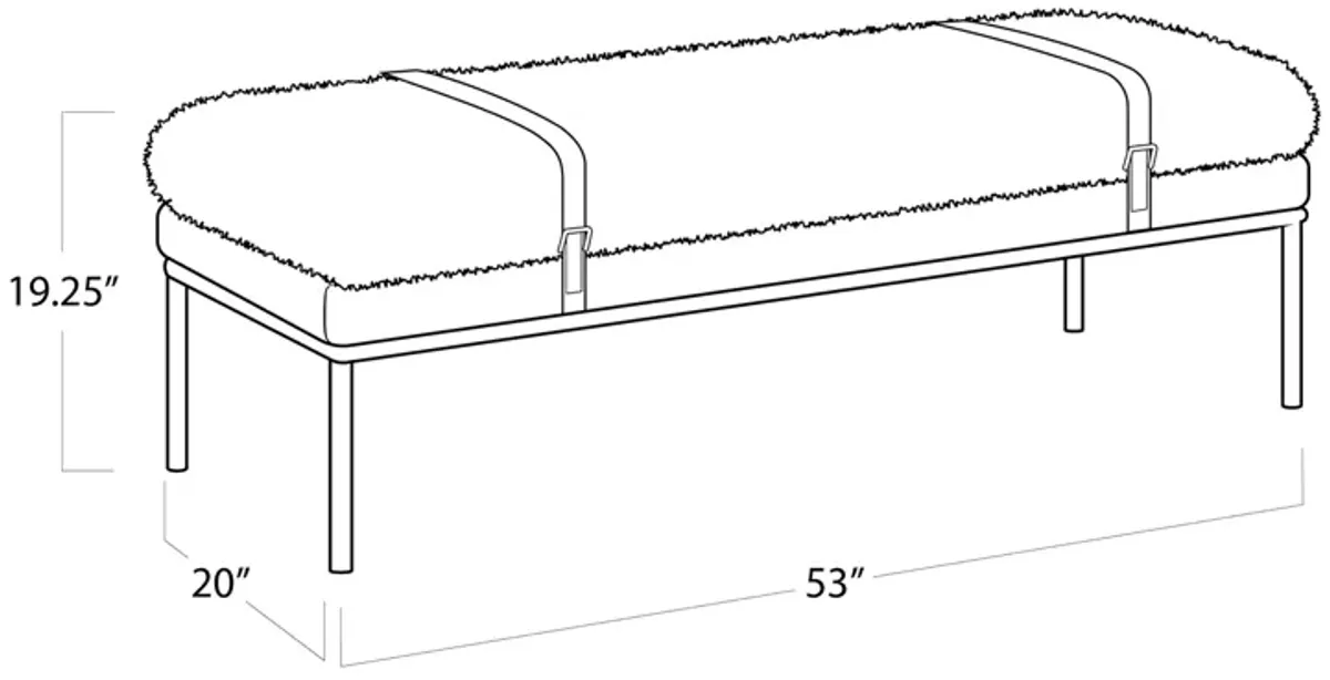 Aspen Leather and Boucle Faux Wool Bench