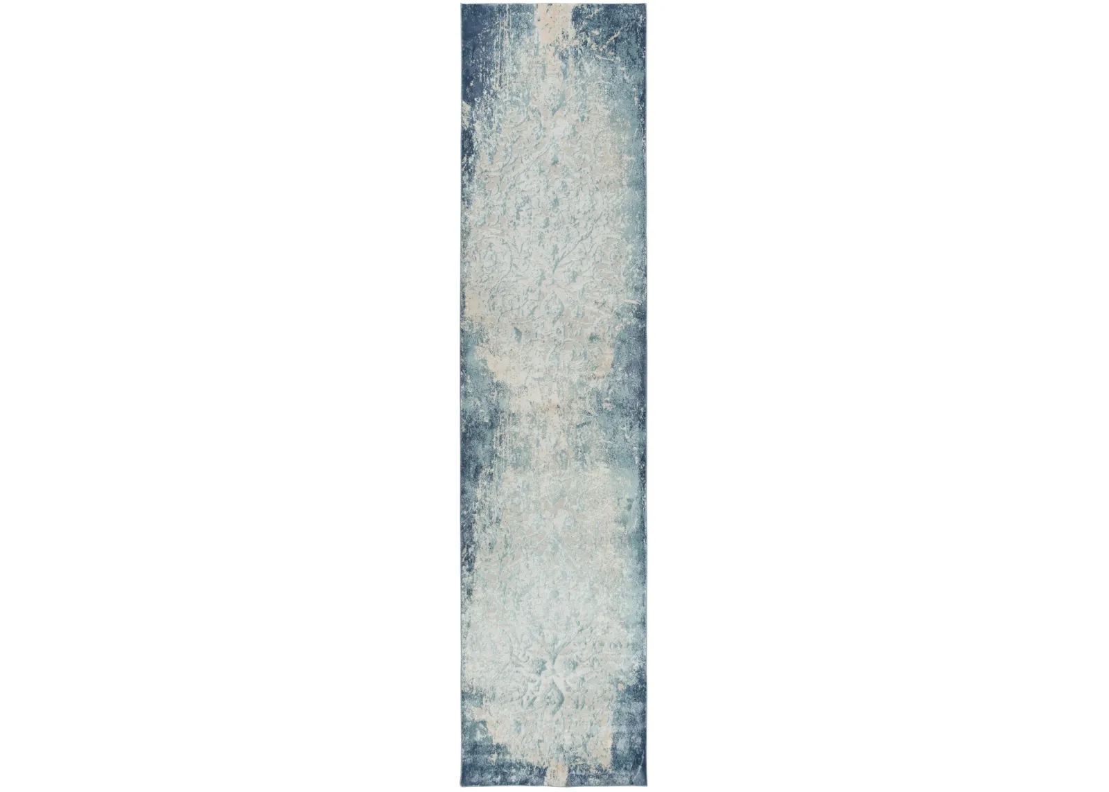 Chelsea Teal/Blue Vine/Scroll Polyester 2'7" x 9'6" Runner Rug