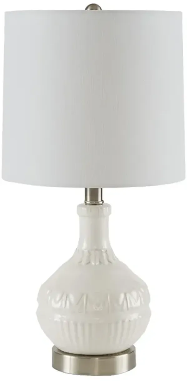 510 Design Gypsy White Embossed Boho Table Lamp