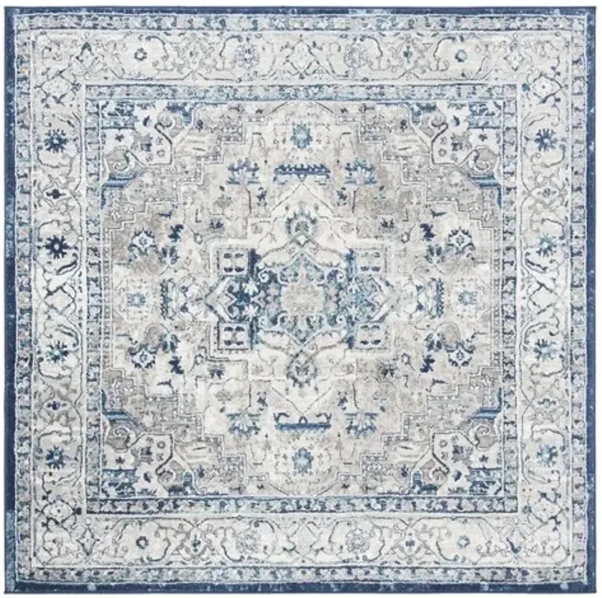 Brentwood 851 Light Grey / Blue 5' X 5' Square Square Powerloomed Rug