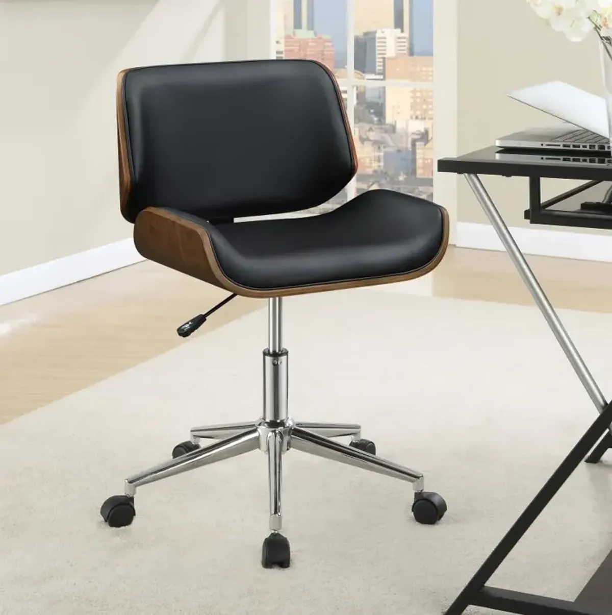 Addington Adjustable Height Office Chair Black and Chrome