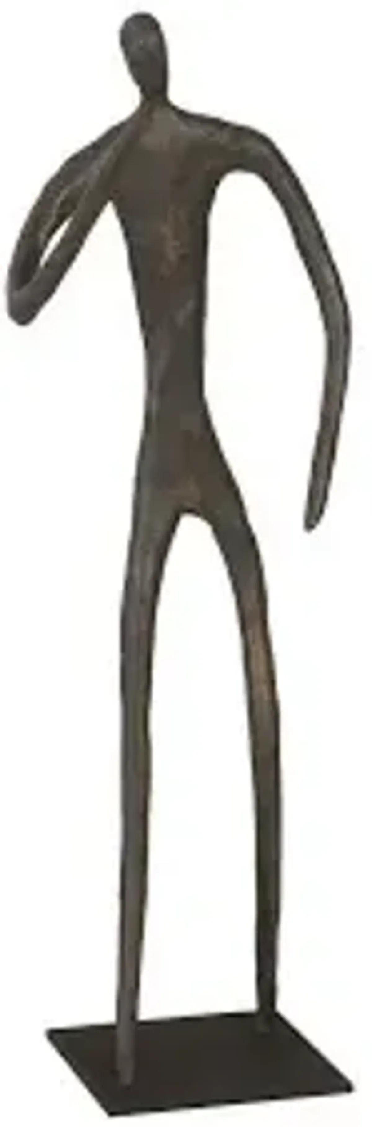 abstract figure on metal base, bronze finish, elbow bent