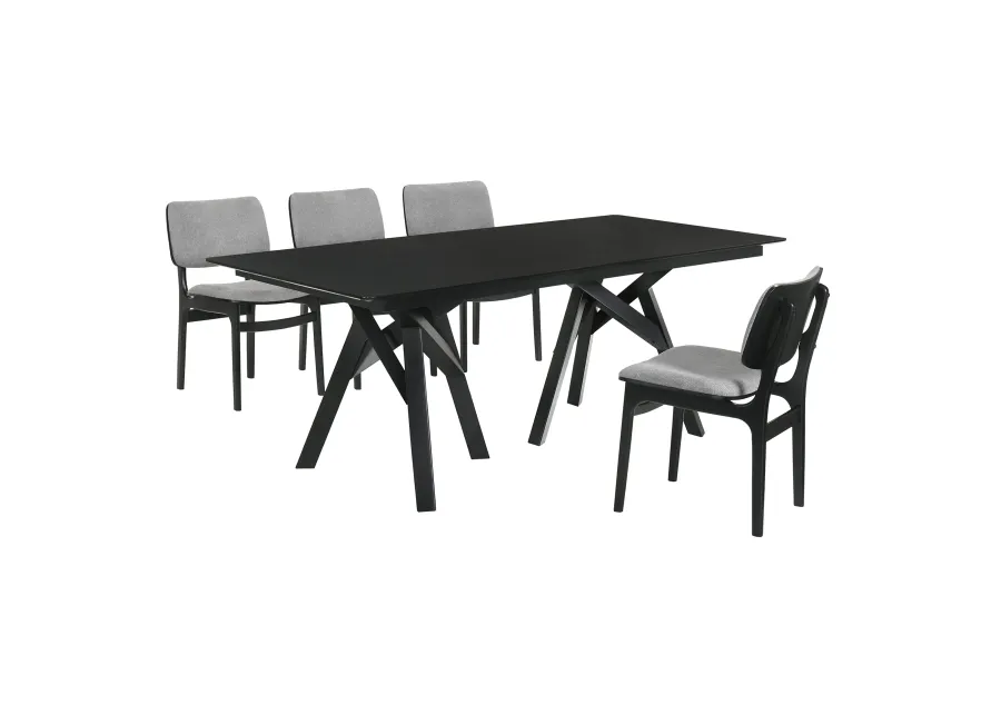 Cortina and Lima 5 Piece Black Rectangular Dining Set