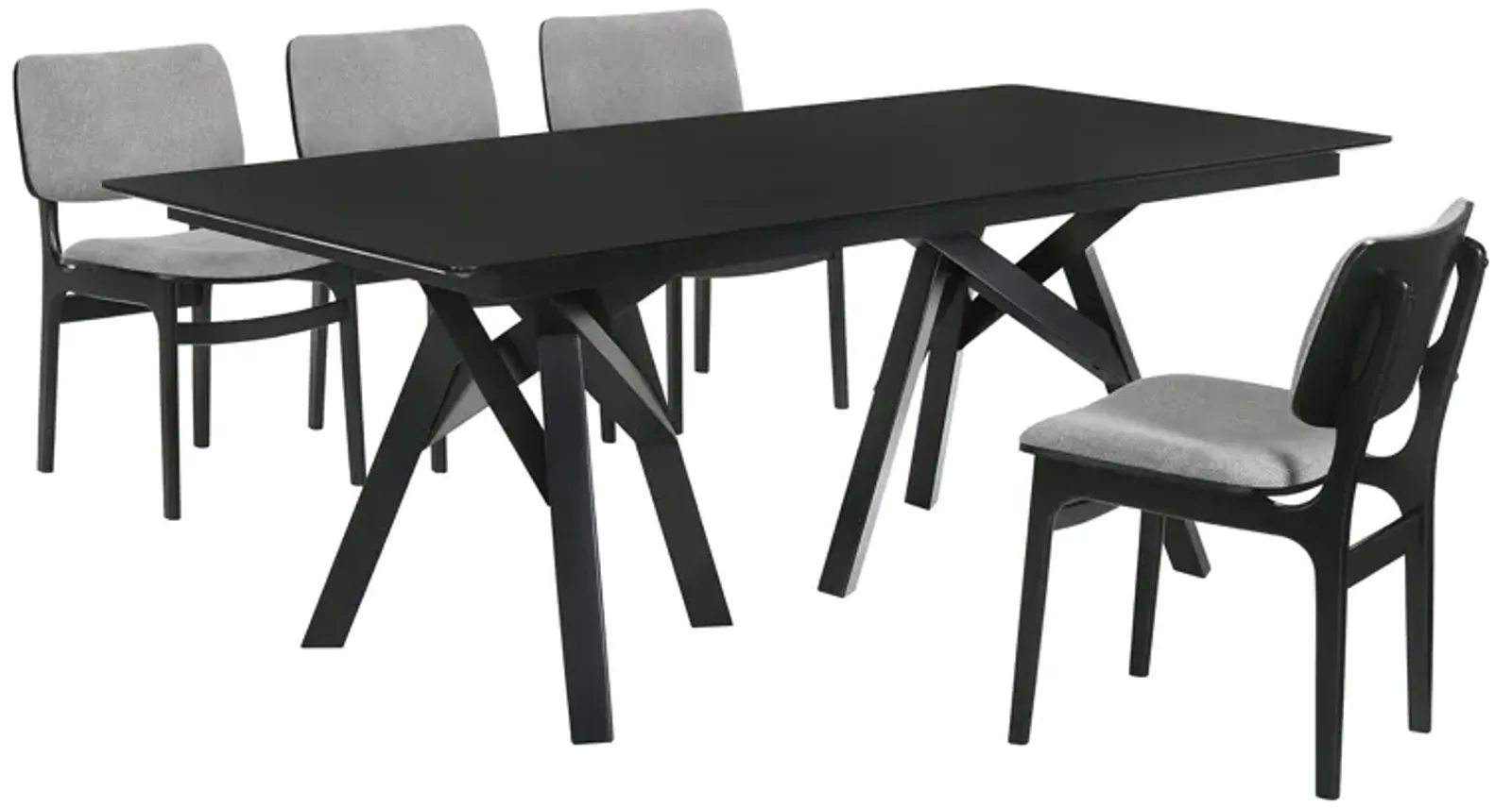 Cortina and Lima 5 Piece Black Rectangular Dining Set