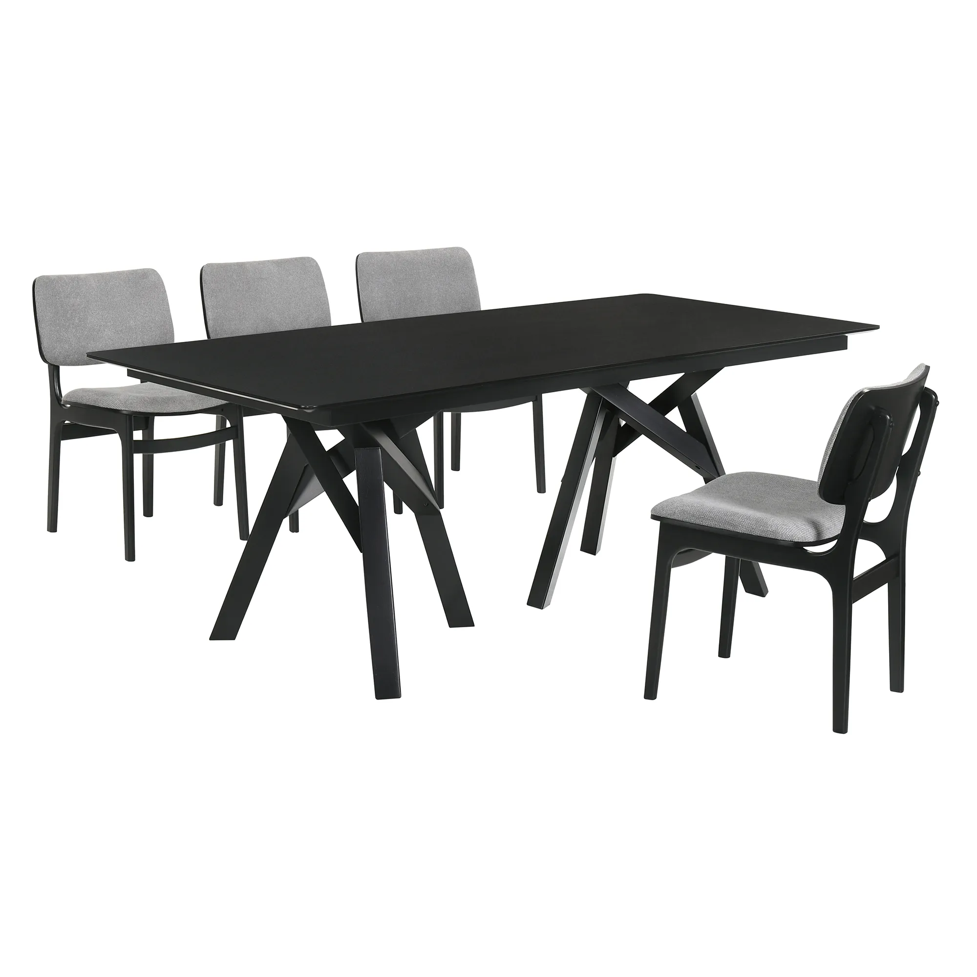 Cortina and Lima 5 Piece Black Rectangular Dining Set