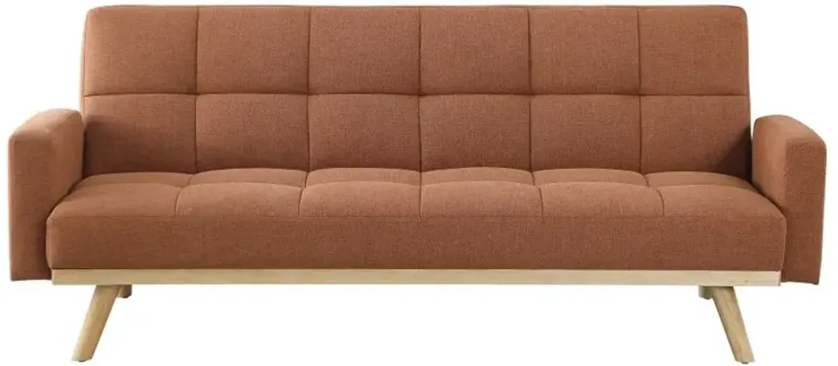 Kourtney Upholstered Track Arms Covertible Sofa Bed Terracotta