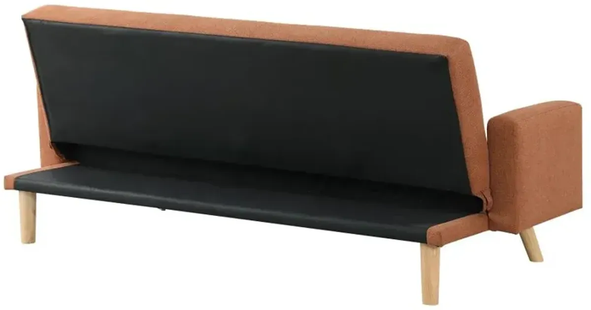 Kourtney Upholstered Track Arms Covertible Sofa Bed Terracotta