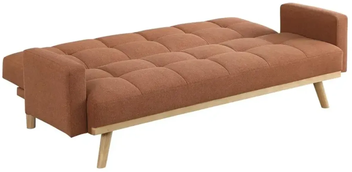 Kourtney Upholstered Track Arms Covertible Sofa Bed Terracotta