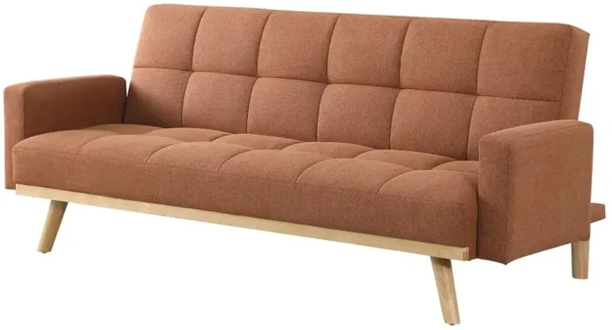 Kourtney Upholstered Track Arms Covertible Sofa Bed Terracotta