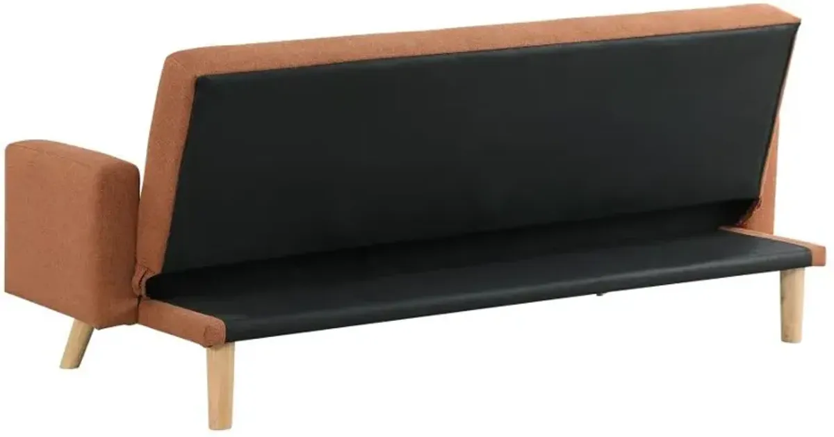 Kourtney Upholstered Track Arms Covertible Sofa Bed Terracotta