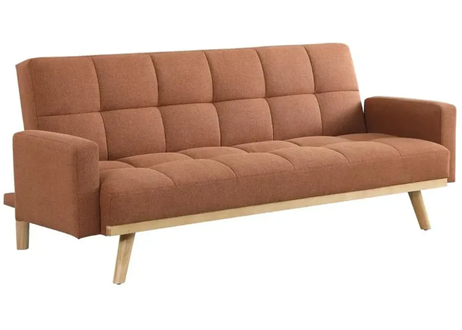 Kourtney Upholstered Track Arms Covertible Sofa Bed Terracotta