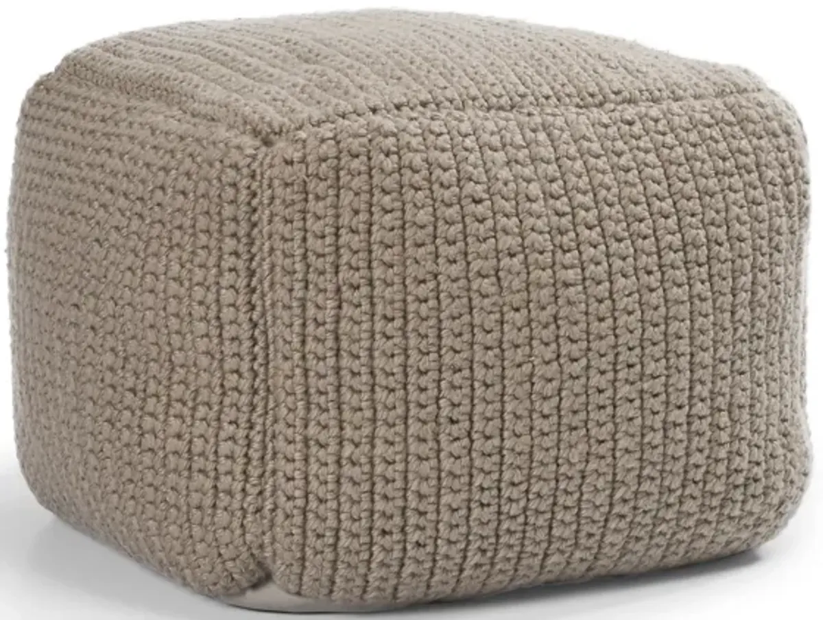 Prism 18" Wide Handwoven Square Pouf, Natural