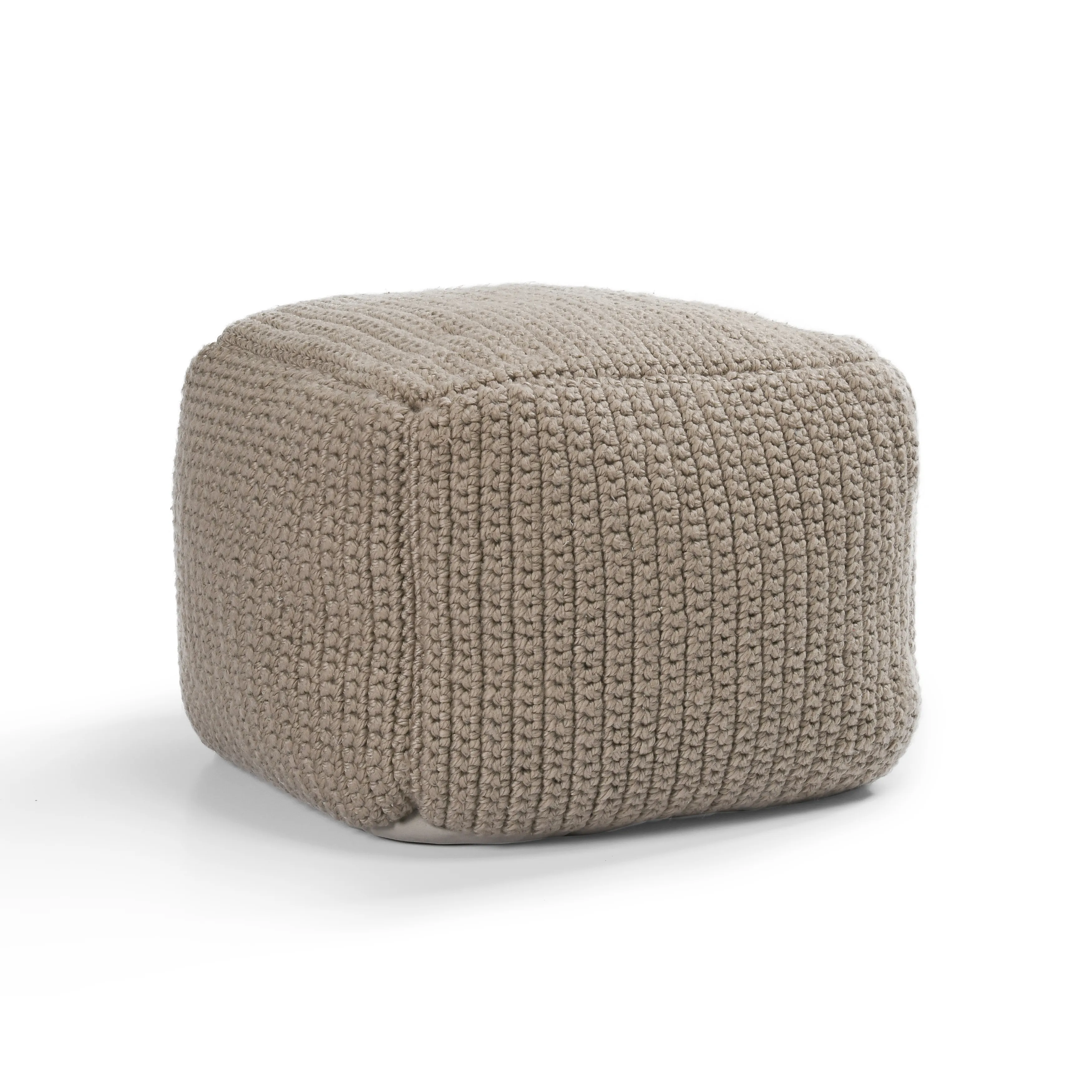 Prism 18" Wide Handwoven Square Pouf, Natural