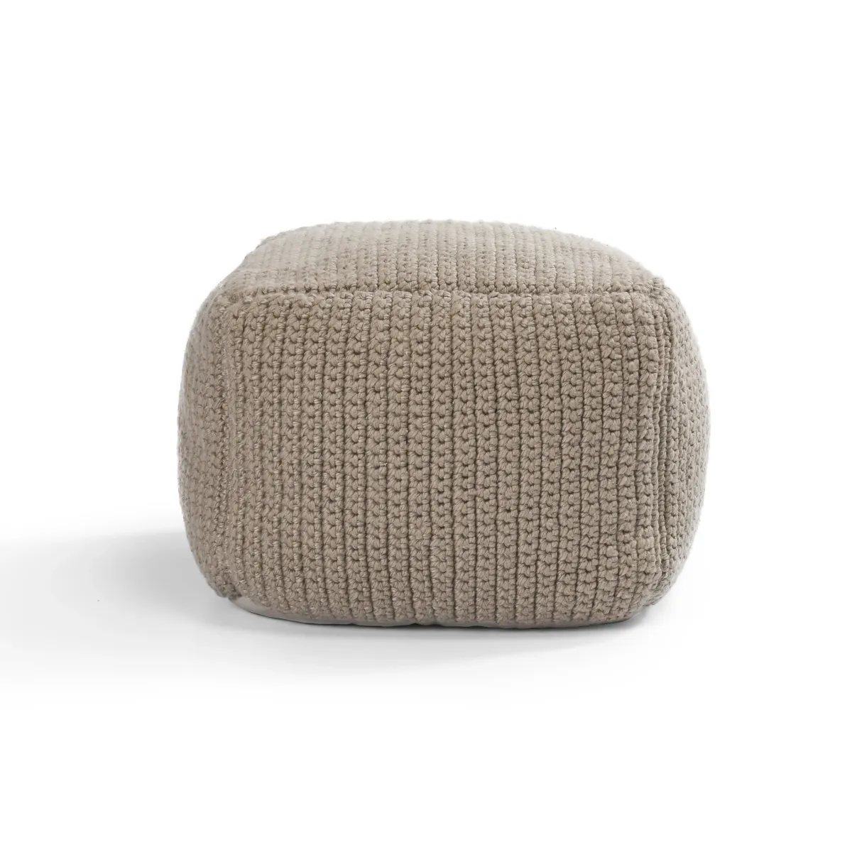 Prism 18" Wide Handwoven Square Pouf, Natural