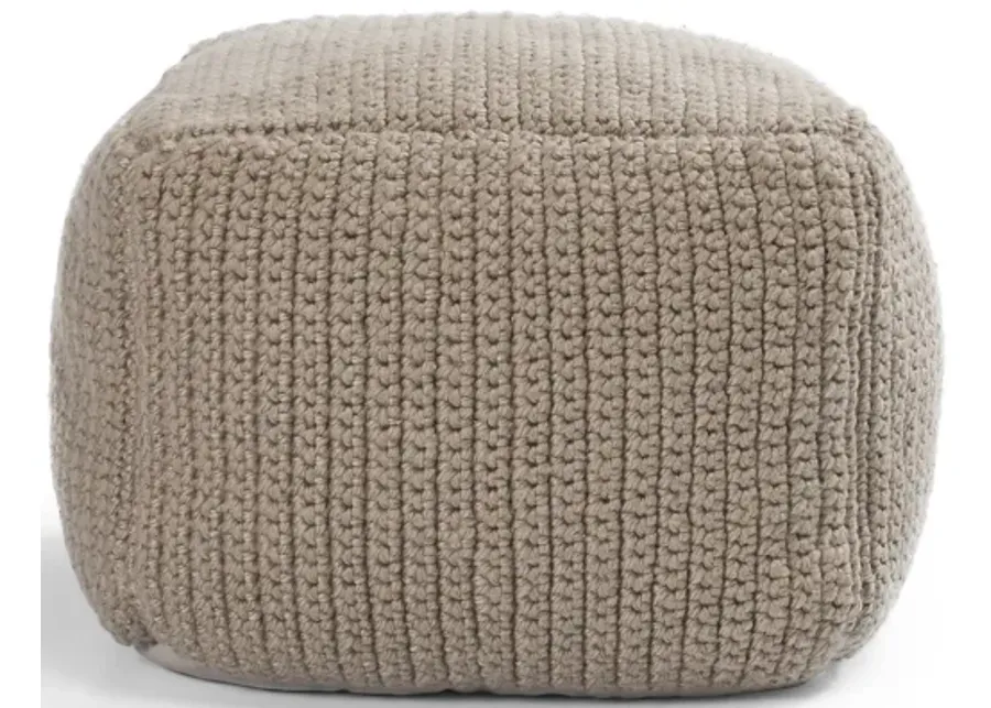 Prism 18" Wide Handwoven Square Pouf, Natural