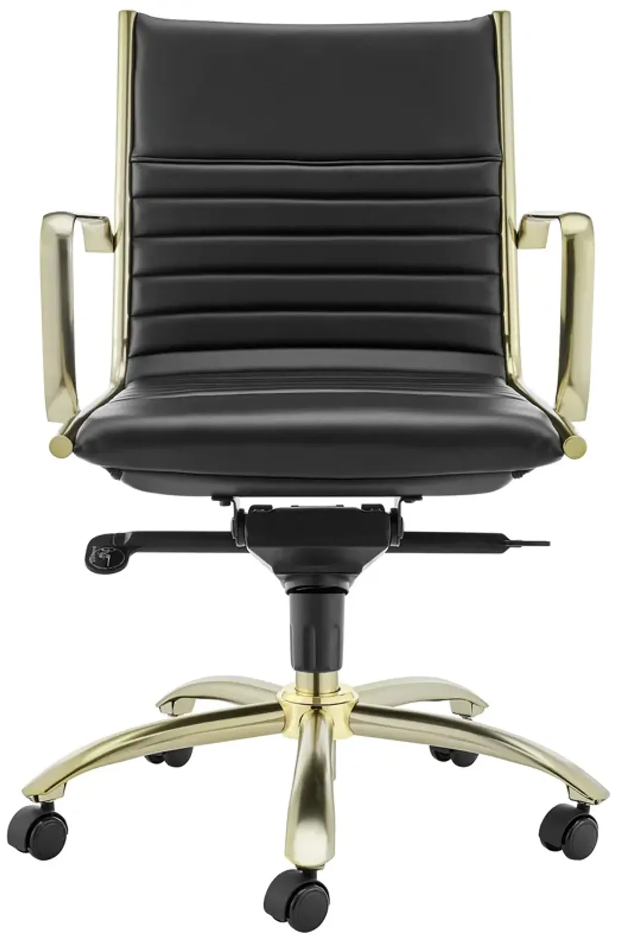 Dirk Low Back Office Chair in Black with Matte Brushed Gold Base