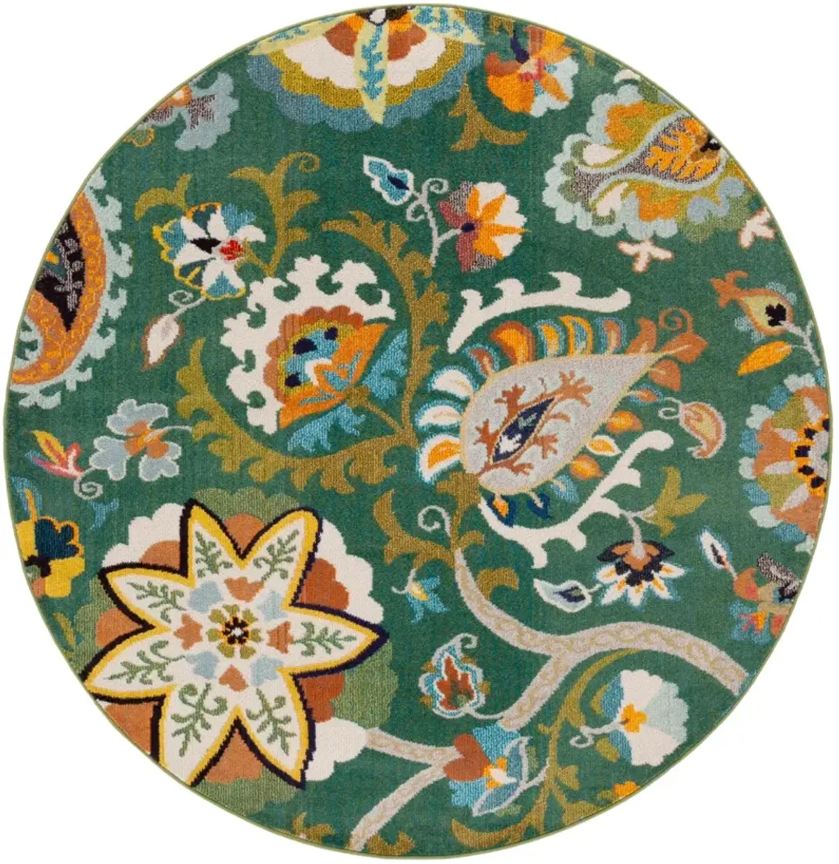 MONACO 229 GREEN  6'-7' x 6'-7' Round Round Rug