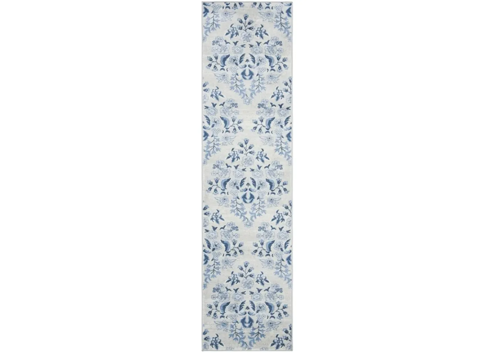 Brentwood 856 Cream / Blue 2' X 8' Runner Powerloomed Rug