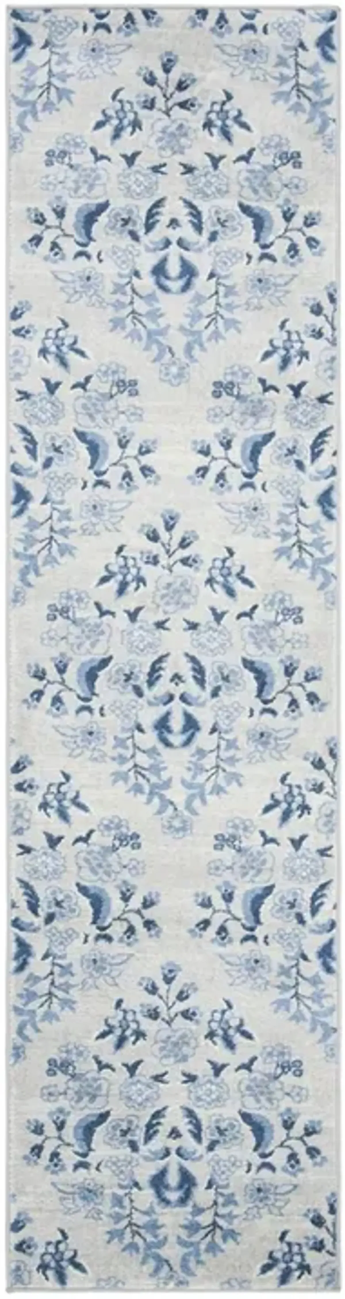 Brentwood 856 Cream / Blue 2' X 8' Runner Powerloomed Rug