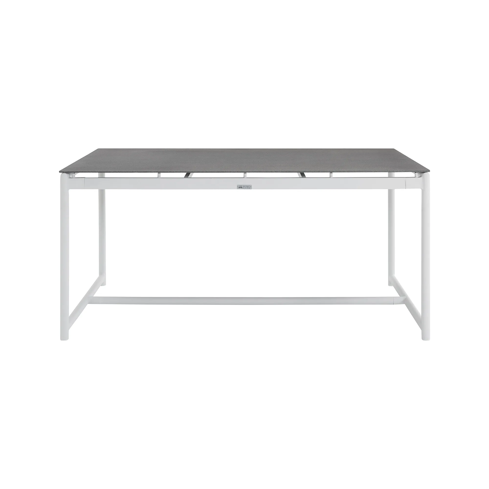 Crown White Aluminum and Teak Outdoor Dining Table with Stone Top