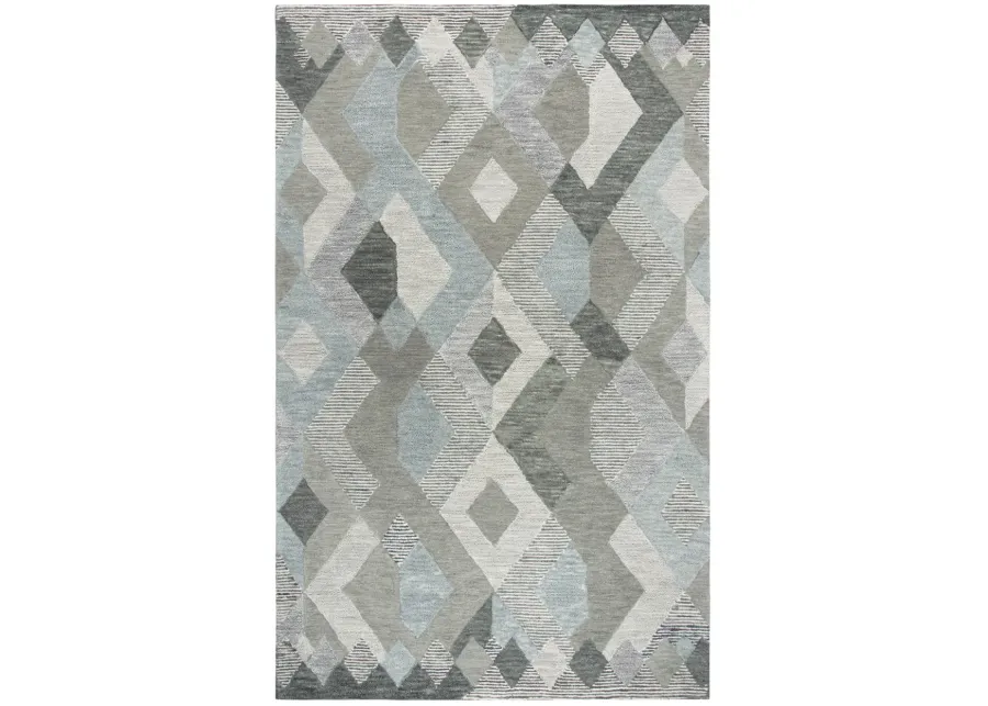 Idyllic Dark Gray Geometric Wool 8' x 10' Rectangle Rug