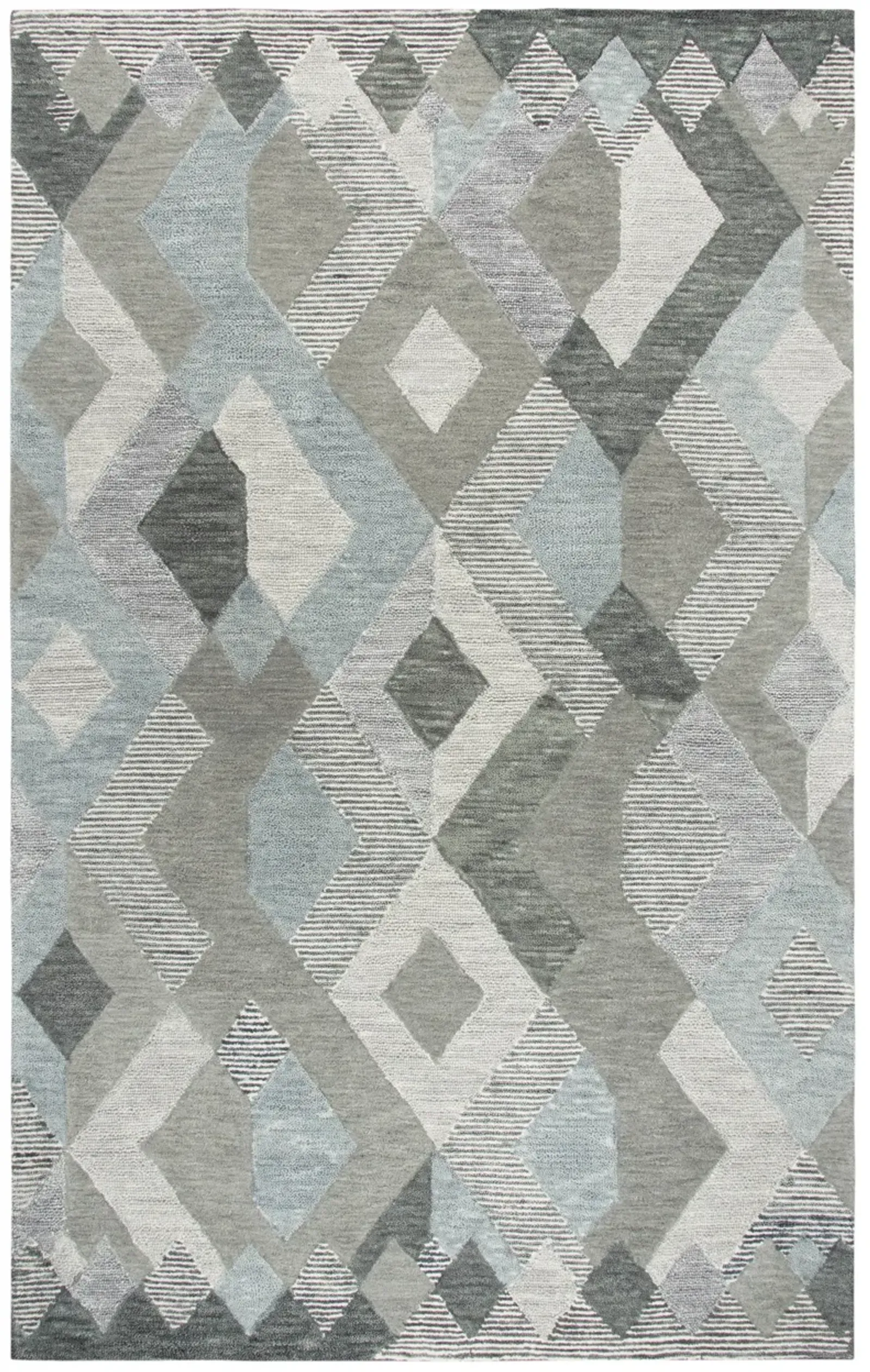 Idyllic Dark Gray Geometric Wool 8' x 10' Rectangle Rug