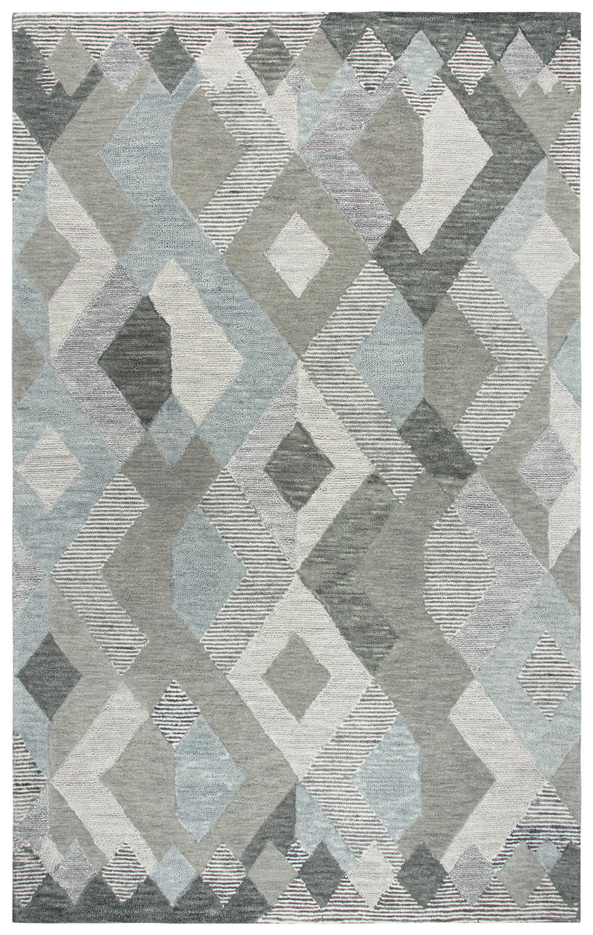 Idyllic Dark Gray Geometric Wool 8' x 10' Rectangle Rug